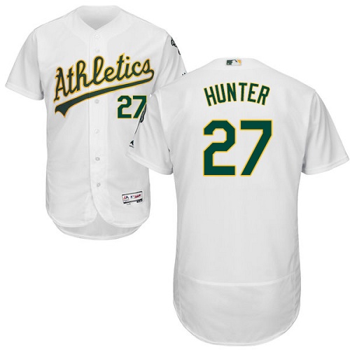Athletics #27 Catfish Hunter White Flexbase Authentic Collection Stitched MLB Jersey - Click Image to Close